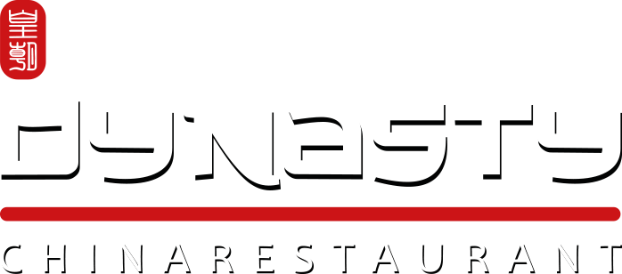 Dynasty Chinarestaurant Firmenlogo in weißer Schrift mit roten Zierelementen